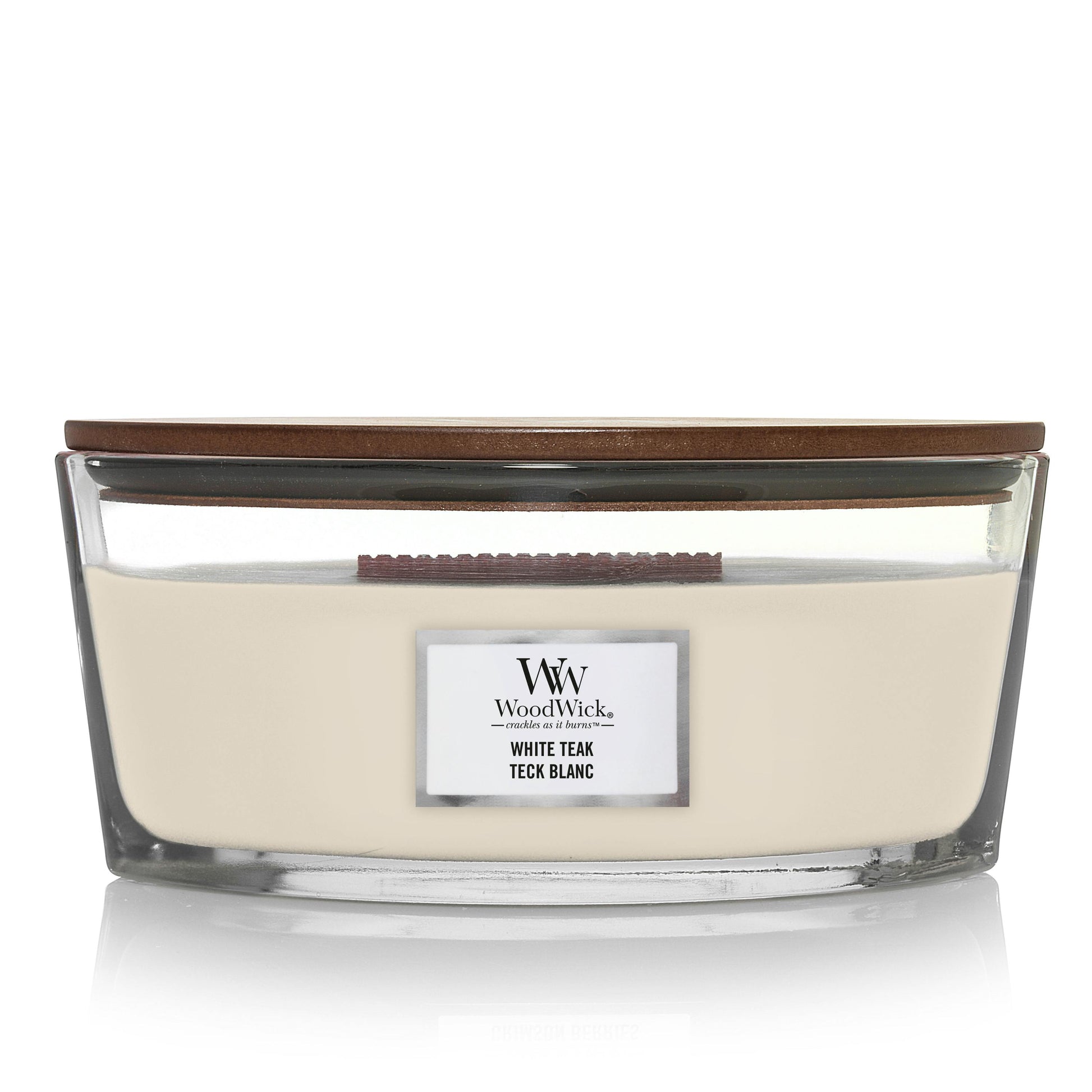 WoodWick White Teak Ellipse Candle