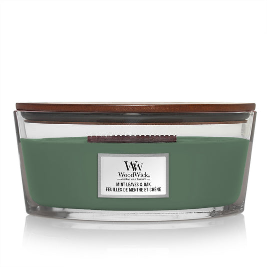 WoodWick Mint Leaves & Oak Ellipse Candle